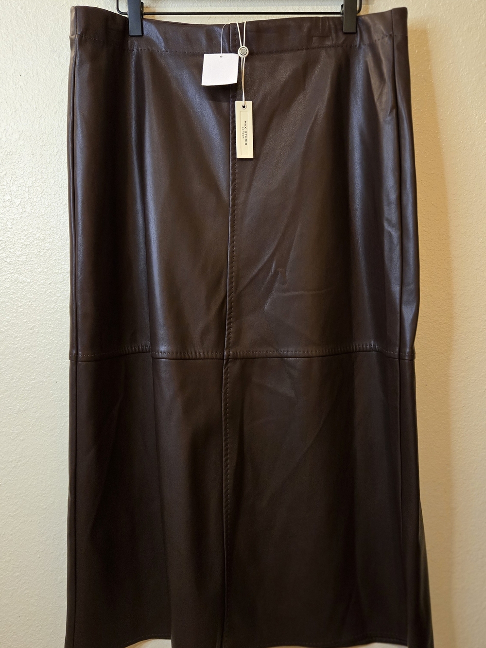 Max Studio London Faux Leather A-Line Skirt Size XL New Quiet Luxury Classic - Picture 13 of 14